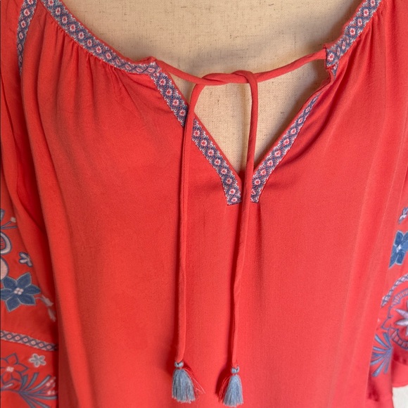 Southern Tide Coral Dress with Blue Embroidery - Picture 4 of 5